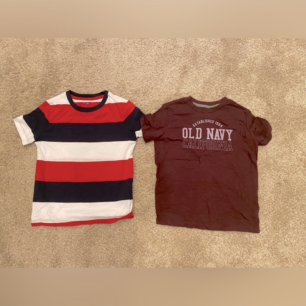 Kids 2 Pack Old Navy Size S (6-7) Red/White/Navy & Burgundy California Tees!